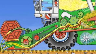 Как работает зерноуборочный комбайн - смотреть видео (1:04)