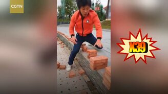 Парень против кирпичей - смотреть видео (0:45)