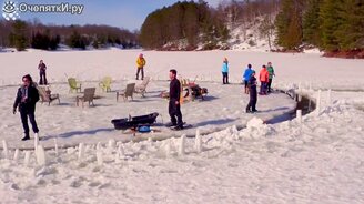 Зимняя карусель на озере - смотреть видео (1:11)