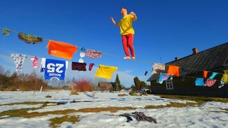 Экстрим с бельевой верёвкой - смотреть видео (1:41)