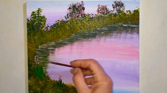 Рисуем "Закат на озере" - смотреть видео (14:09)