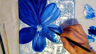 Абстрактная синяя живопись на холсте - смотреть видео (12:27)