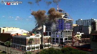 Взрыв огромных башенных кранов - смотреть видео (1:00)