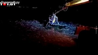 Спасение собаки при помощи экскаватора - смотреть видео (0:33)