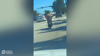 Пернатый пассажир на мотоцикле - смотреть видео (0:23)