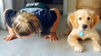 Зарядка со щенком - смотреть видео (0:15)